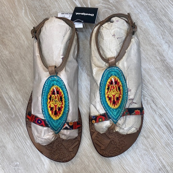 Desigual Shoes - Desigual Embroidered Multi Color Sandals